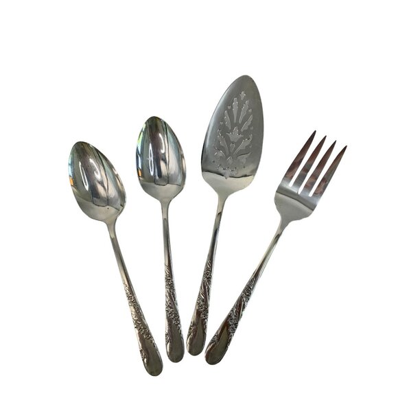 Bridal Wreath VTG 50s Oneida Tudor Plate Serving 4 piece Set 7594 - Picture 6 of 6